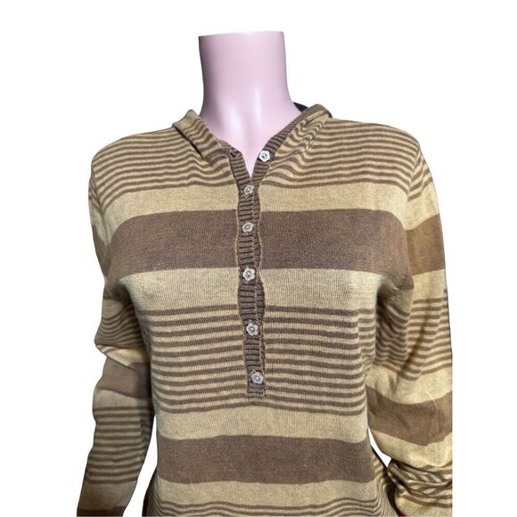Bundle 2 Long sleeve stripe half button Henley hoodie sweatshirt top M - Picture 2 of 10